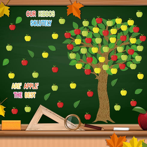 Classroom Tree Bulletin Board Set Bulletin Board Tree Cutouts, Classroom Tree Wall Decor for Elementary School Teacher Supplies(Apple Style)...