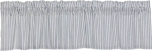 VHC Brands Sawyer Mill Blue Valance Curtain Lined Farmhouse Stripe for Kitchen or Dining Room Windows 16x72...