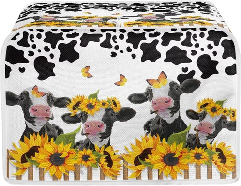 UNICEU Sunflower Farm Cow Animal 2 Slice Quilted Toasters Cover Dust-prood Toasters Cover Bread Maker Cover Kitchen Small Appliance Dust Cover...