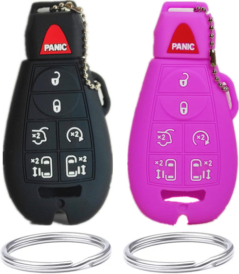 Silicone Key Fob Covers Protector Keyless Remote Holder Compatible with Chrysler Town Country Dodge Grand Caravan Charger Challenger Durango Journ...
