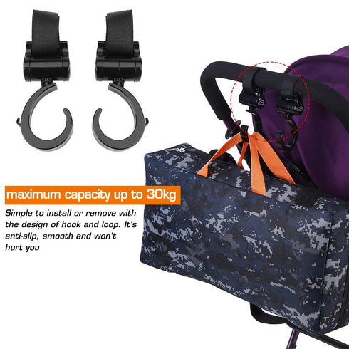 Stroller Hooks, 4 Pack 360° Rotation Baby Infant Pushchair Hanger Accessories for Mommy Daddy when Jogging, Walking or Shopping Maximum Capacity 3...