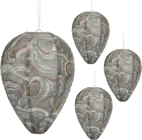 DECYOOL 4 Pack Paper Wasp Nest Decoy Hanging Wasp Nest Stay Away from Wasps Hornets Yellow Jackets(Dark Green)...
