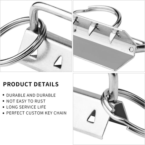 50 Sets Key Fob Hardware Key Fob Keychain Wristlet with Split Ring 1.25 Inch...