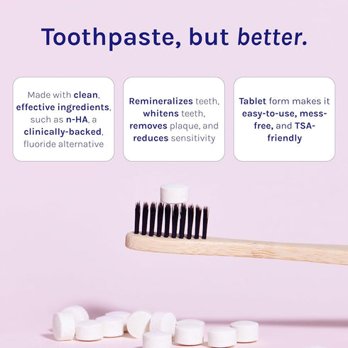 Toothpaste Tablets, Nano Hydroxyapatite Toothpaste - Natural Whitening, Fluoride Free and Remineralizing Tablets - Travel Toothpaste Tabs, Hydroxy...