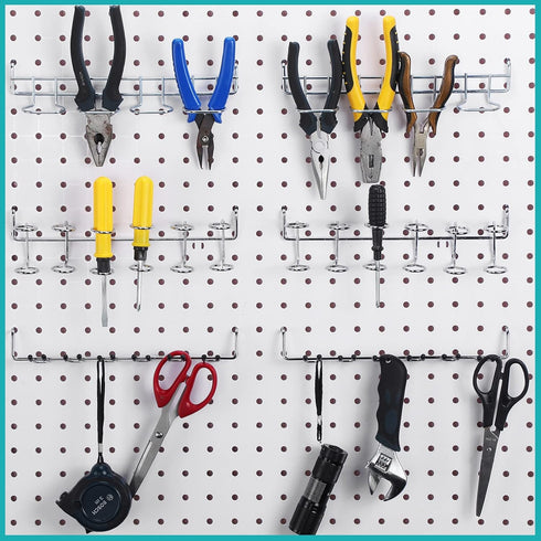 6 Pcs Pegboard Screwdriver Holders Organizer Pegboard Plier Holders Stainless Steel Peg Board Tool Utility Hooks Accessories Shelving Display Mult...