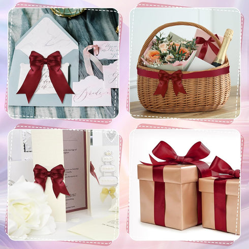 4 Rolls Satin Ribbon for Wedding Invitations 96 Yards 2 Inches Wide Polyester Satin Ribbon Solid Satin Ribbon for Wedding Christmas Handmade Bows ...