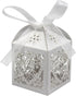 KPOSIYA 70 Pack Love Heart Laser Cut Wedding Party Favor Box Candy Bag Chocolate Gift Boxes Bridal Birthday Shower Bomboniere with Ribbons...