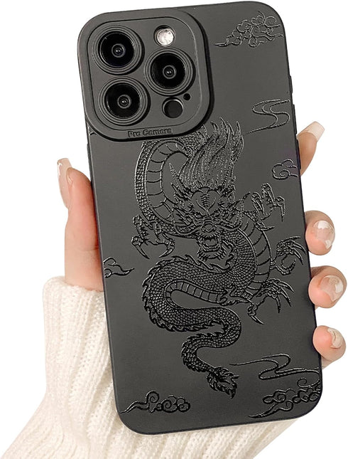Compatible for iPhone 14 Pro Max Case Cute Cool Dragon Black Design for Girls Women Soft TPU Shockproof Protective Girly for iPhone 14 Pro Max-Dra...
