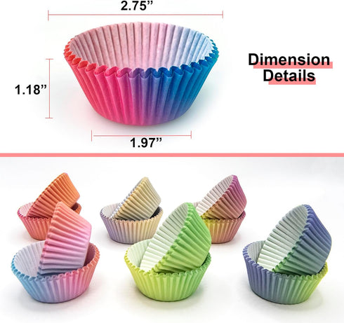 600 Pcs Cupcake Liners Standard Cupcake Cups 6 Style Cupcake Wrappers Papers Baking Cups for Party Celebration (6 Colors, 600 Pcs)...
