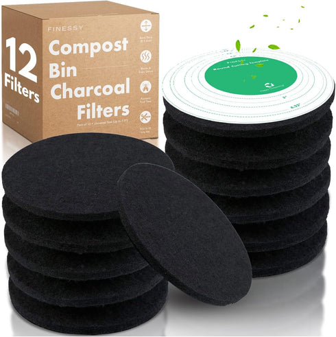 Compost Bin Kitchen Charcoal Filter, 12 Pack Charcoal Filters for Compost Bucket, Kitchen Compost Bin Countertop Filters, Compost Filters for Coun...