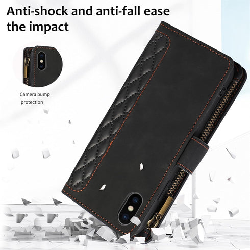 Asuwish Phone Case for iPhone Xs X 10 10s Wallet Cover with Tempered Glass Screen Protector and Wrist Strap Flip Zipper Card Holder Cell iPhoneX i...