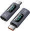 USB C Adapter, 2Pack 100W USB C Female to USB C Male Extension Adapter Type C Power Meter Tester with Digital Display for iPad Pro iPhone 15 Pro M...