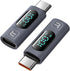 USB C Adapter, 2Pack 100W USB C Female to USB C Male Extension Adapter Type C Power Meter Tester with Digital Display for iPad Pro iPhone 15 Pro M...