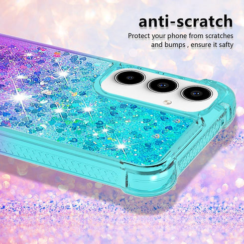 for Samsung Galaxy A35 5G Phone Case with Screen Protector, Glitter Bling Liquid Floating Cute Soft TPU Slim Silicone Women Girls Shockproof Prote...