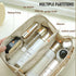 Portable Make Up Bag, Large Capacity Travel Cosmetic Bag, PU Leather Double-layered, Waterproof Portable Leather Makeup Organizer Bag for Skin Car...