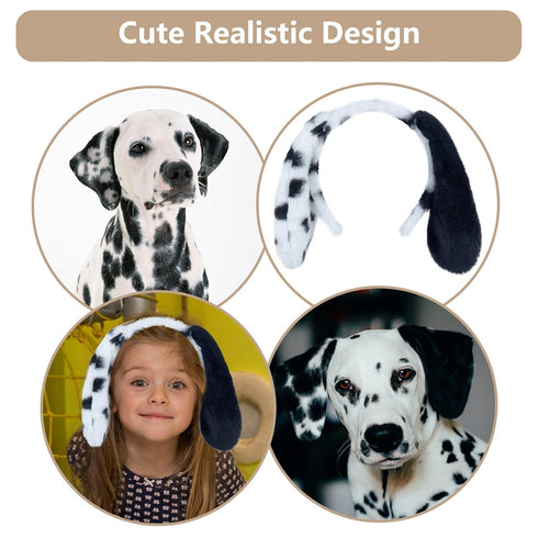 Animals Ears Headband Realistic Dalmatian Ears Headband Cat Ears Bunny Ears Dog Headband Halloween Christmas Costume for Washing Makeup Party...