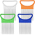 4 Pieces Onion Holder Slicer Stainless Steel Vegetable Tomato Holder Slicer Cutter for Kitchen Worker Safety Cooking Tools, 4 Colors...