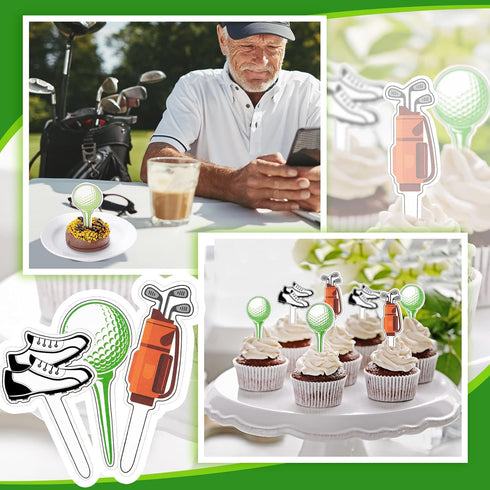 Golf Theme Cupcake Toppers Golf Shoe Cupcake Picks Golf Bag Toothpicks Golf Ball Birthday Cake Decorations for Baby Shower Party Favors Supplies (...