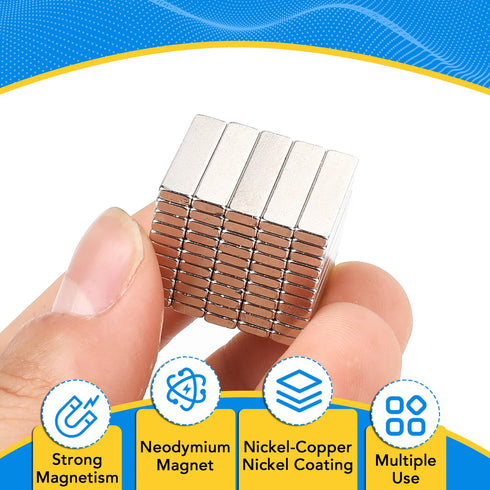 Small Strong Neodymium Magnets Bar 55Pcs, 0.79x0.2x0.08inches Powerful Rare Earth Magnet, Rectangular Magnetic Bar, Mini Fridge Magnets for Crafts...