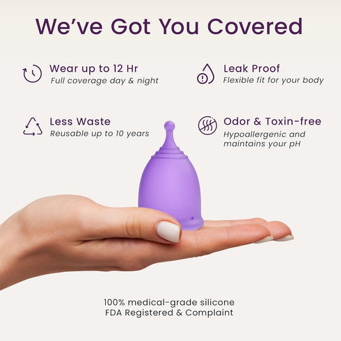 EcoBlossom Reusable Menstrual Cup Set - The Most Reliable Medical Grade Silicone Period Cups - Comfortably use for 12 Hours (2 Small Cups)...