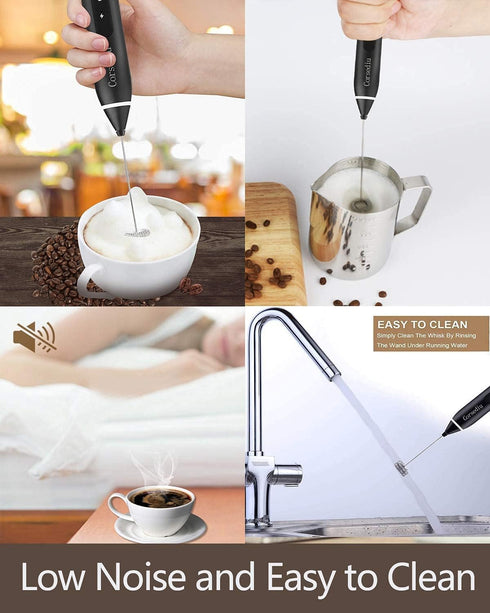 Rechargeable Electric Milk Frother - 3 Speeds, Stainless Steel Whisk for Bulletproof Coffee, Cappuccino, Chocolate, Tea, Matcha...