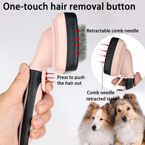 Self cleaning slicker brush for dogs and cats, skin-friendly grooming cat brush, easy-to-clean dog hair brush, depilatory brush, hair brush puppy ...