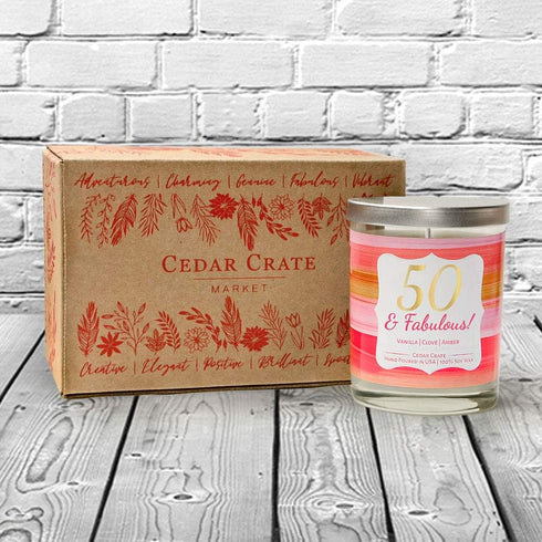 50 & Fabulous! | Vanilla, Clove, Amber | Luxury Scented Soy Candles | 10 Oz. Clear Jar Candle | Made in The USA | Decorative Aromatherapy | 50 Yea...