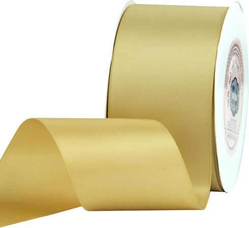 VATIN Double Face New Gold Satin Ribbon 2" Continuous 25 Yards,Gold Polyester Fabric Ribbon use for Bows Bouquet, Gift Wrapping, Floral Arrangemen...