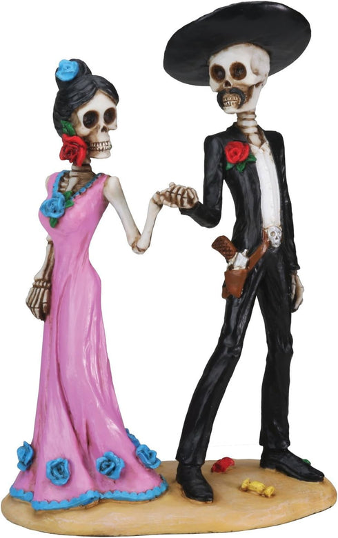 Day of The Dead Skeleton Couple Holding Hands Figurine...