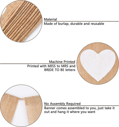 Blulu 3 Pieces Bridal Shower Decor Set Rustic Burlap Bunting Banner Gifts for Bachelorette Party Decoration(Black)...