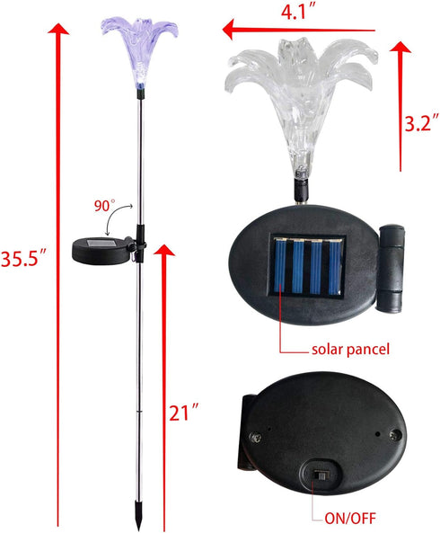 2PCS Waterproof Outdoor Solar Garden Stake Lights with Vivid Figurine – Lily LED Garden Landscape Lawn Lamp for Flower Beds Backyards Decoration...