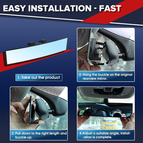 Car Interior Large Rear View Mirror,Universal Car Rearview Mirror Universal Interior Clip On Panoramic Rear View,Reduce Blind Spot Effectively for...