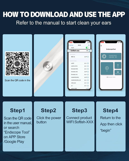 Ear Wax Removal, Ear Cleaner with Camera and Light, Ear Wax Removal Kit with 1296P Otoscope, Ear Cleaning Tool with 6 Ear Spoon, Ear Camera for iP...