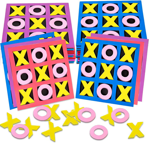 Gamie 5 Inches Foam Tic Tac Toe Mini Board Games (24Pack) Family Games & Classroom Games - Indoor Recess Games for Classroom, Great Travel Games, ...