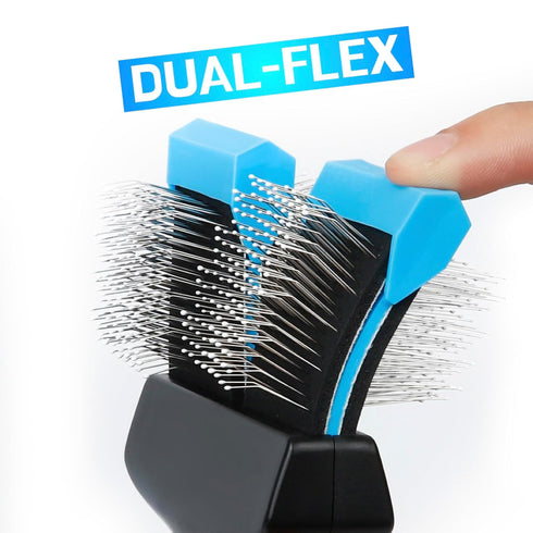 Dual Flex Slicker Brush Dog Brush, Gentle Grooming Tool for Sensitive Dogs & Cats - Ideal for Long Hair, Removes Undercoat, Tangles, and Knots...