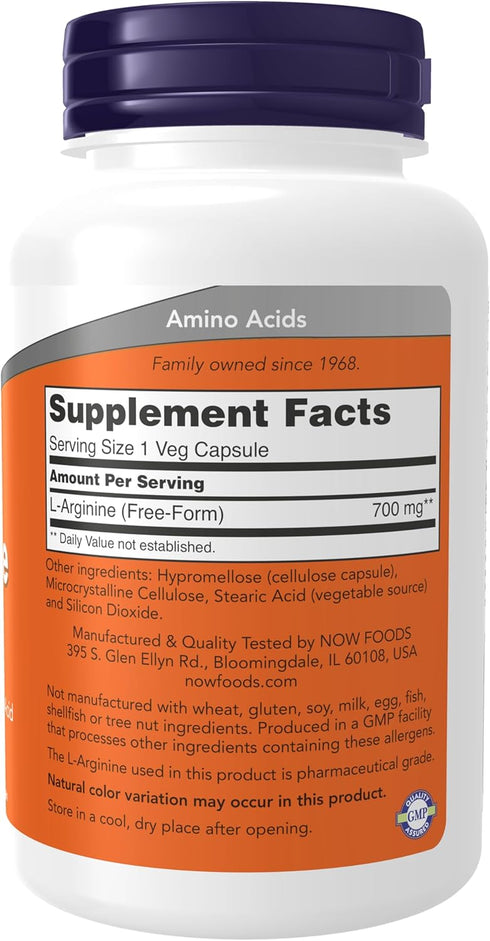 NOW Supplements, L-Arginine 700 mg, Nitric Oxide Precursor*, Amino Acid, 180 Veg Capsules...