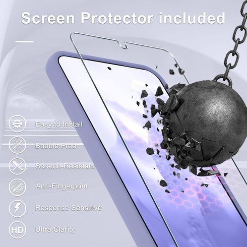 for Samsung Galaxy A35 5G Case, Silicone Phone Case with 1 Screen Protector, Soft Anti-Scratch Microfiber Lining, Full Body Shockproof Slim Cover,...