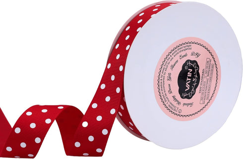 VATIN Polka Dot Craft Grosgrain Ribbon 7/8 Inch Wide by 10-Yard Spool Red with White Dots,Use for Gift Wrapping,Party Decoration,All Crafting and ...