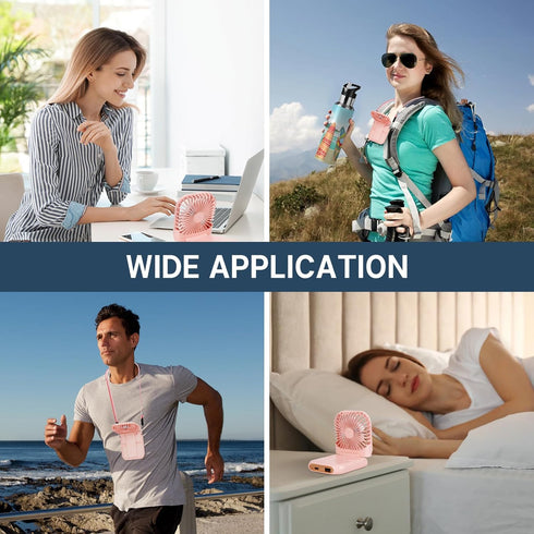 FADACHY Portable Handheld Fan Outdoor Power Bank Mini Fan 3000mAh USB Phone Holder, Handheld Pink Lovely Rechargeable...
