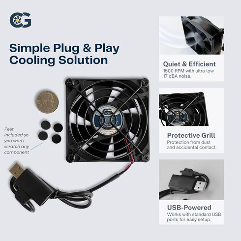 Coolerguys Single USB Fan for PlayStation, Xbox, Receivers, Roku (80mm)...