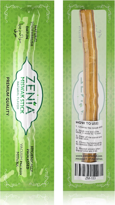 Zenia Sewak Natural Miswak Toothbrush - Vacuum Sealed Natural Flavor Traditional Peelu Toothbrush Stick - for Healthy Gums, Teeth, and Fresher Bre...