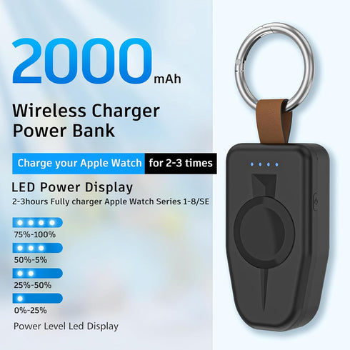 Portable Charger for Apple Watch,2000mAh Power Bank with Magnetic iWatch Charger,Compact Wireless iPhone Watch Charger Keychain Style Travel Essen...