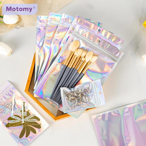 6x9 inch Holographic Packaging Bags, Resealable Foil Pouch Mylar Sample Bag Great for Small Business and Party Favor Food Storage?50 Pcs-6x9 in?Ho...