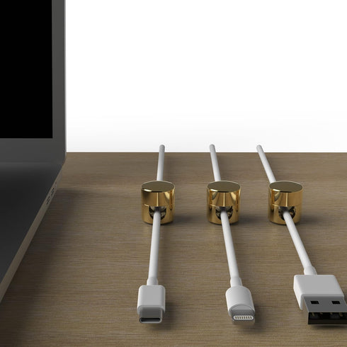 Cable Anchors for Desk Organization Gold | Premium Aluminum Cord Organizers | Charger + Cable Management Clips for Home & Office | Stylish, Sturdy...