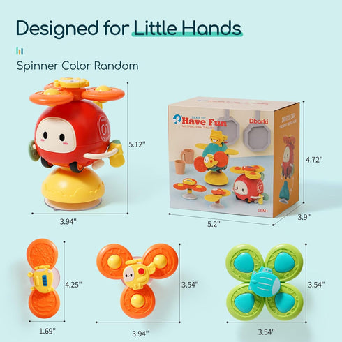3Pcs Suction Cup Spinner Toy for Baby High Chair Toys 6-12-18,Baby Toys 6 to 12 Months Infant Helicopter Spinning Bath Toys Montessori Toys for 1 ...
