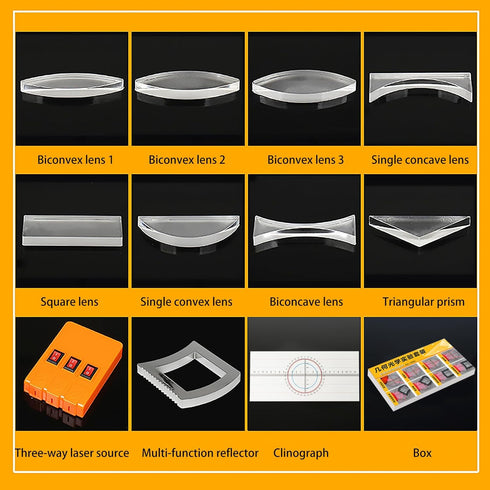 Physics Optics Experiment Set Prisms Convex Lens Triple Laser Refraction School Light Refraction Reflection Learning Educational Science Kits...