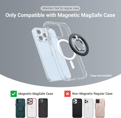 PROfezzion Thin Metal Ring Holder for MagSafe, Removable Strongest Magnetic Phone Grip for iPhone 15 14 13 12 Pro Max Plus with MagSafe Case [Not ...