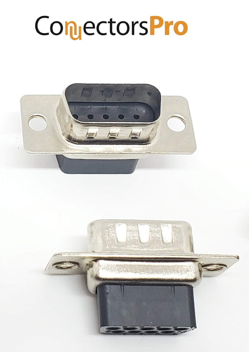 5 Sets Crimp Type DB9 Male + Plastic Hoods + Pins Set, D-Sub 9P Male Crimp Connector, Pin & Hood Kit (5 DB9 Male + 5 Hoods + 50 Pins)...