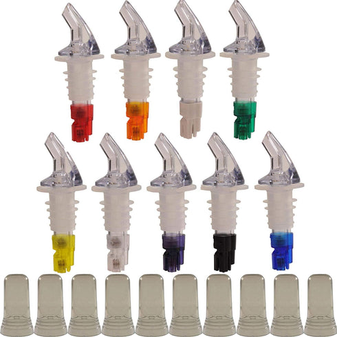 Tiger Chef 12-Pack Plastic Measured Liquor Pourer without Collar, 1 Ounce Red, Precision Wine Bottle Pour Spout with Pourer Dust Covers...