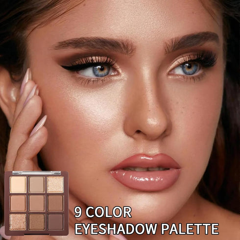 Erinde 9 Colors Eyeshadow Palette, Matte Shimmer Glitter Eye Shadow Palette Makeup, Highly Pigmented Long Lasting Waterproof, Natural Neutral Nude...